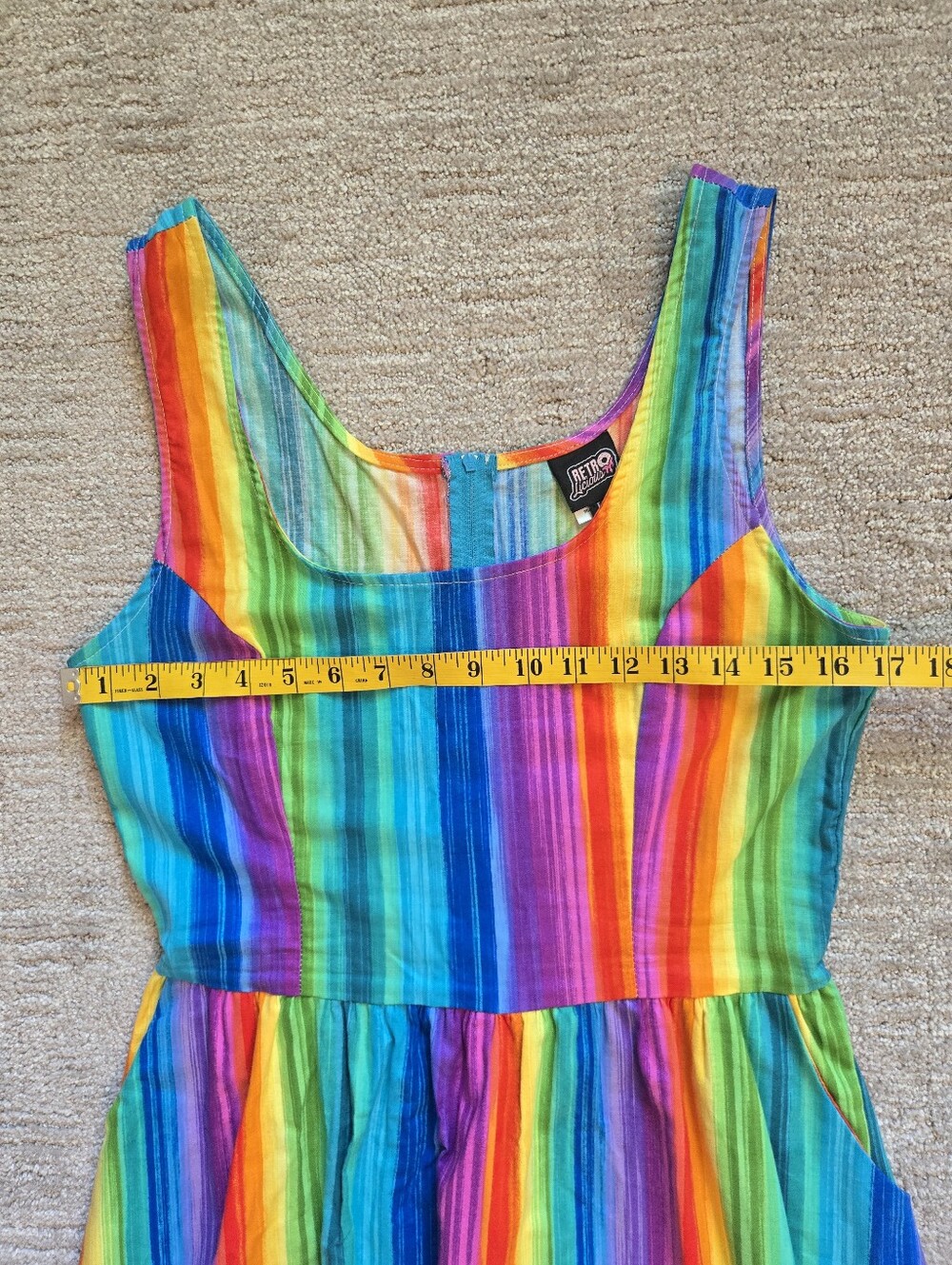 NWT Retrolicous Rainbow Print Skater Dress Size L - Picture 5 of 7